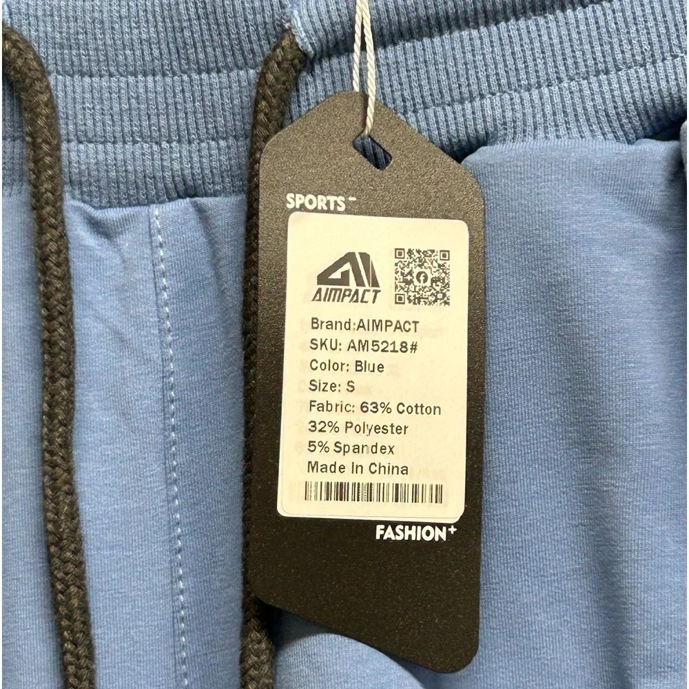 Aimpact Men’s Joggers Blue/Blk Camo Zip Leg Joggers Size-Small NWT